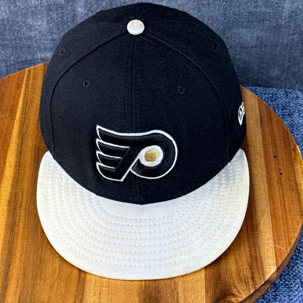 New Era Philadelphia Flyers Hat Mens 7 3/8 Black Polyester Fitted NHL 59FIFTY